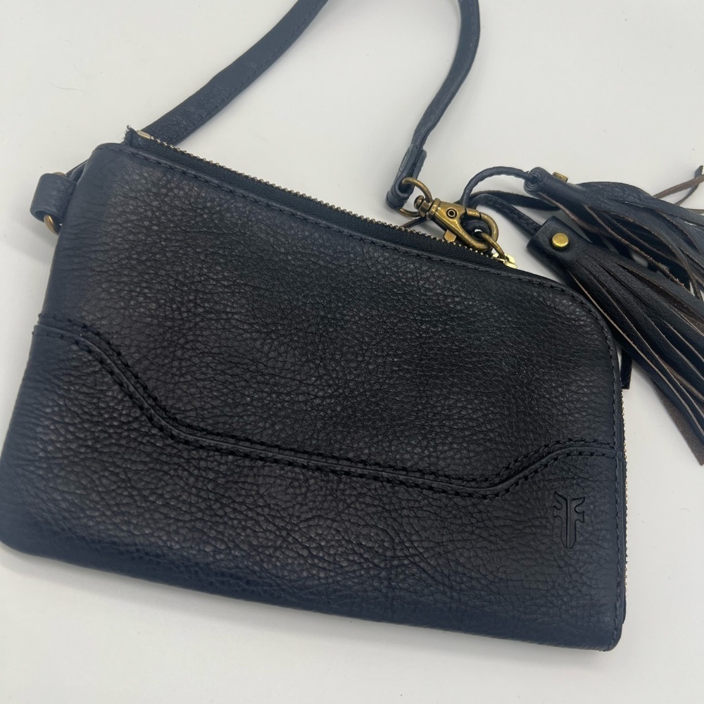 Frye Black Leather Wristlet with Textured Finish - Picture 5 of 13